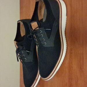 Johnston & Murphey Upton Plain Toe Black Knit Shoes Size 9.5 M